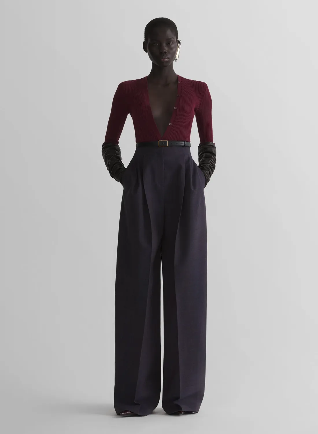Mugler Knit Buttoned Bodyshort Bordeaux Body