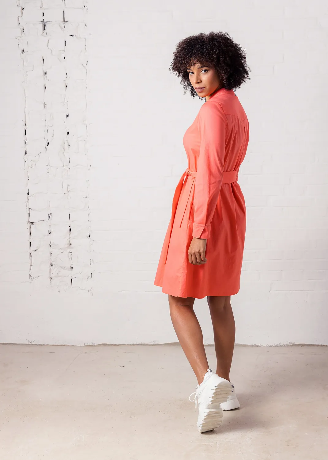 Senatex V-Kleid Baumwolle-Elasthan Coral