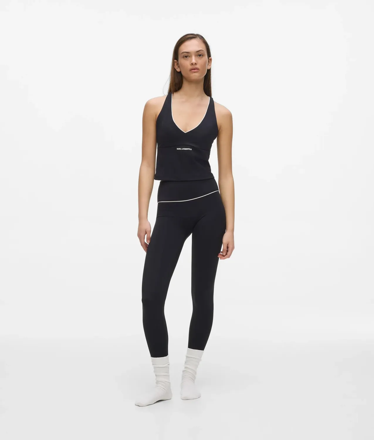 Karl Lagerfeld Contrast Piping Tank Top V-Ausschnitt