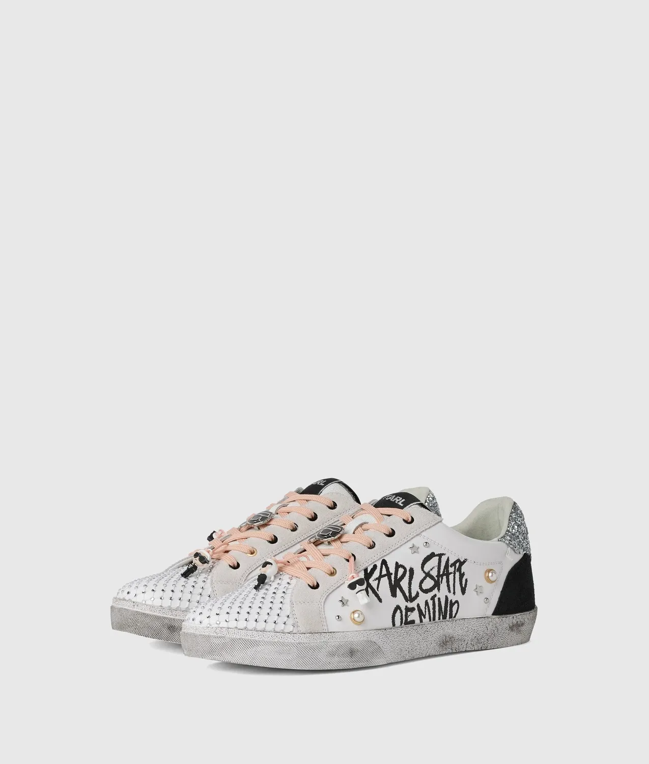 Karl Lagerfeld Skool Sneaker Nieten Glitzer Größe 38