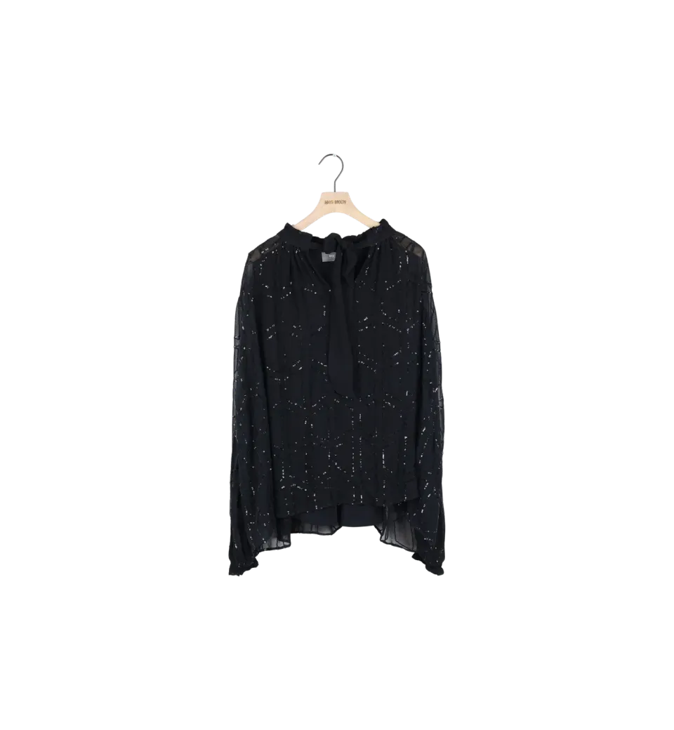 Mos Mosh MMJemana Sequin Bluse Schwarz M Pailletten Viskose