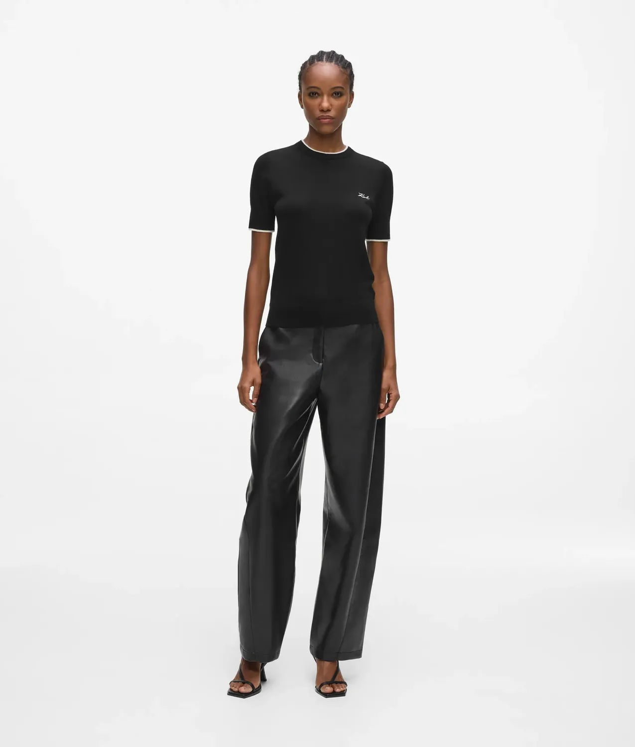 Karl Lagerfeld Merino T-Shirt Merinowolle gerader Schnitt