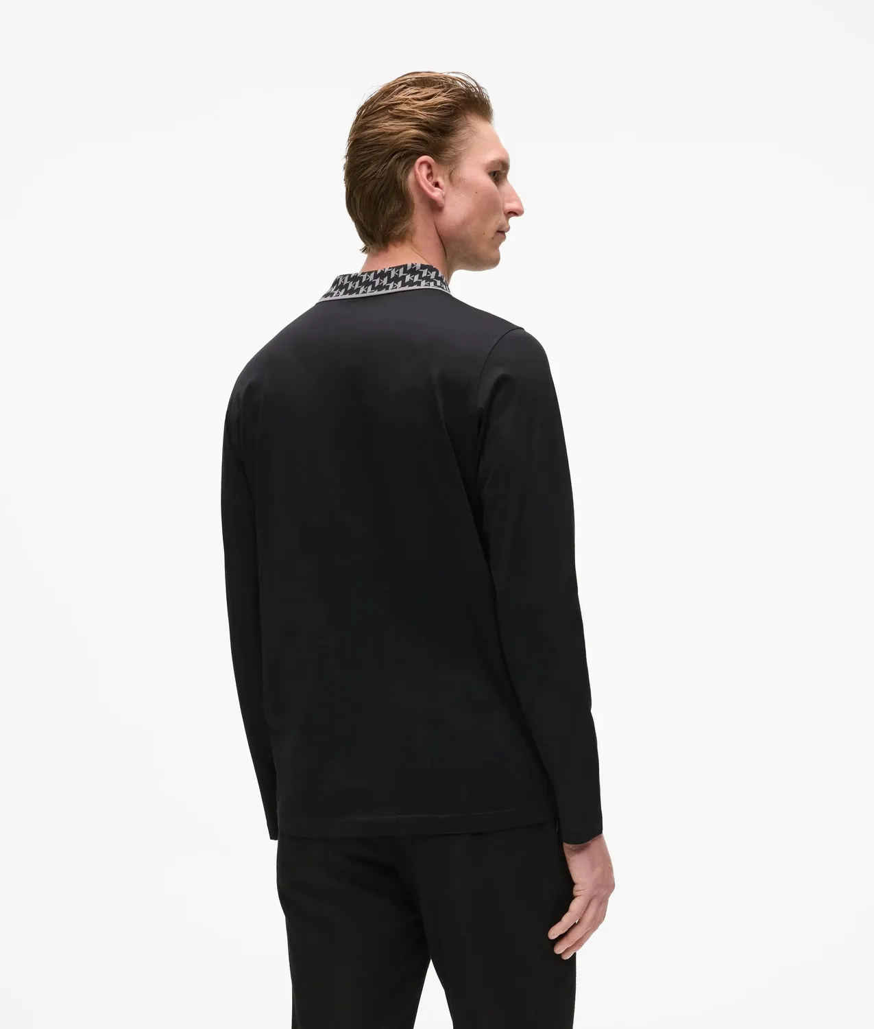 Karl Lagerfeld Monogram Collar Poloshirt Langarm Herren
