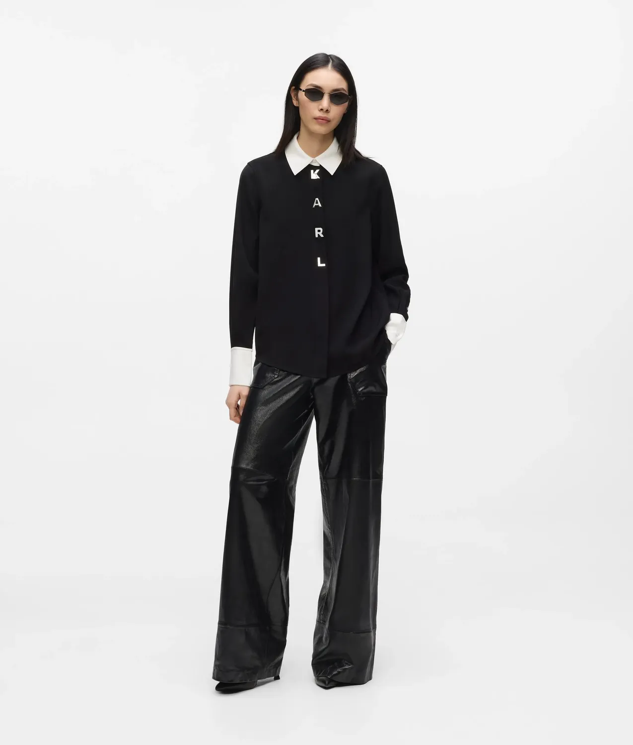 Karl Lagerfeld Contrast Karl Letter Hemd Kontrastkragen