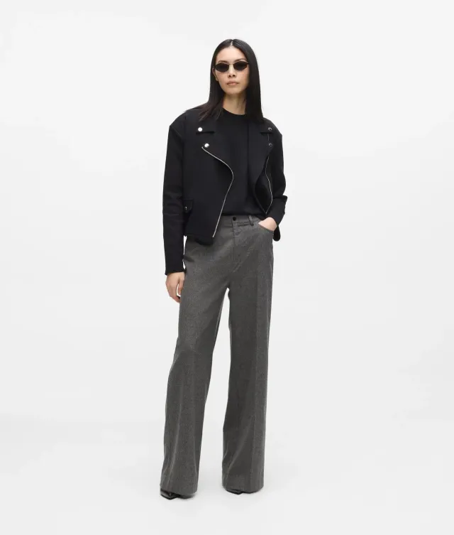 Karl Lagerfeld Wide-Leg Flanell Hose Damen Schwarz weit