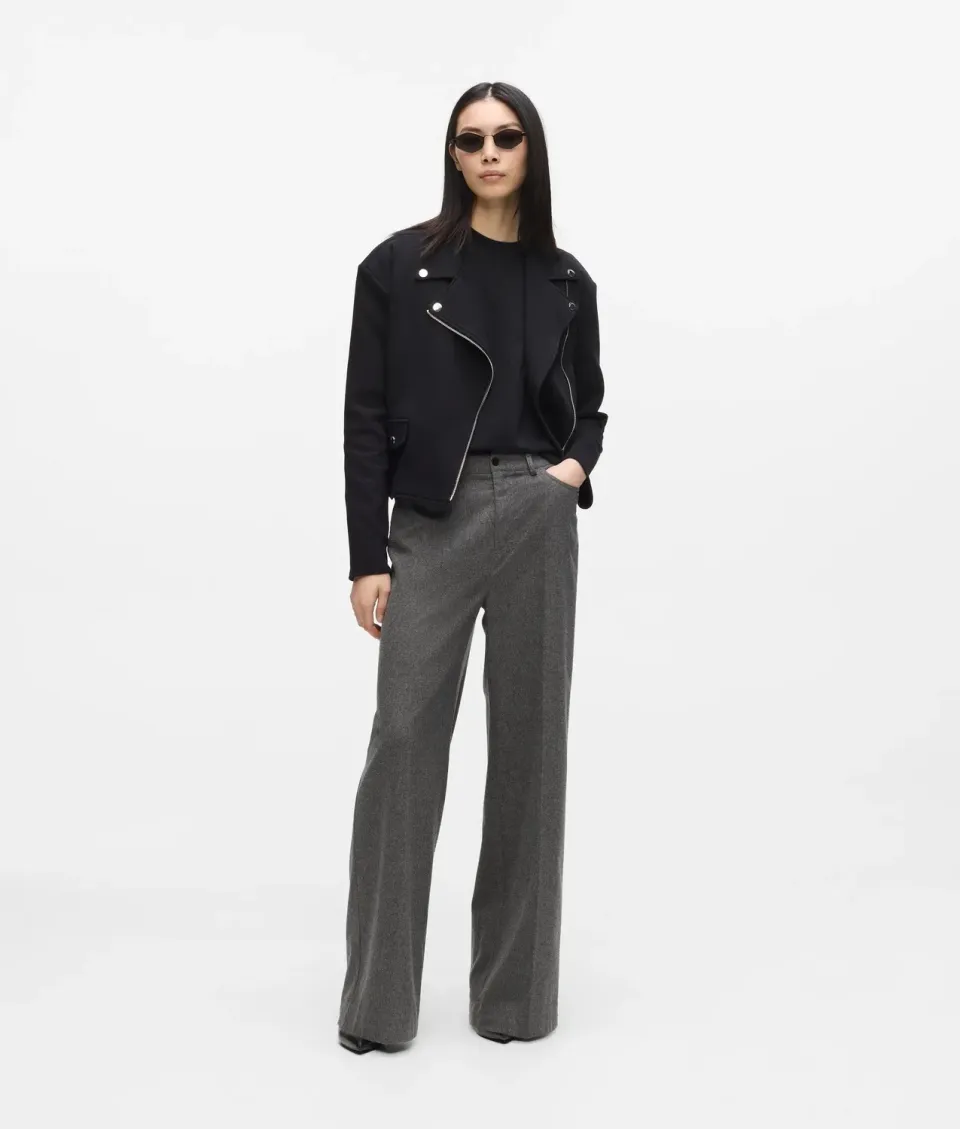 Karl Lagerfeld Wide-Leg Flanell Hose Damen Schwarz weit