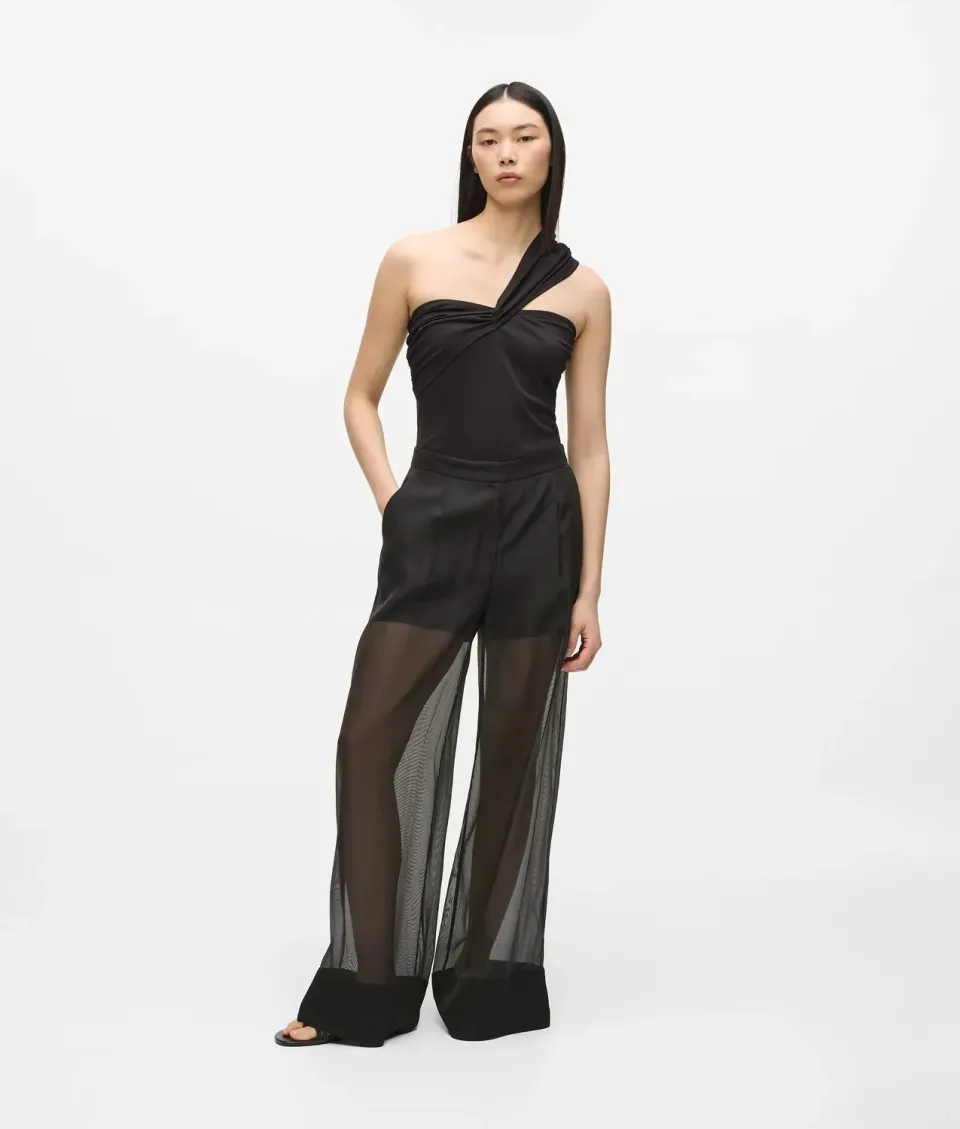 Karl Lagerfeld Organza Pants Wide-Leg transparent Gr 0-10