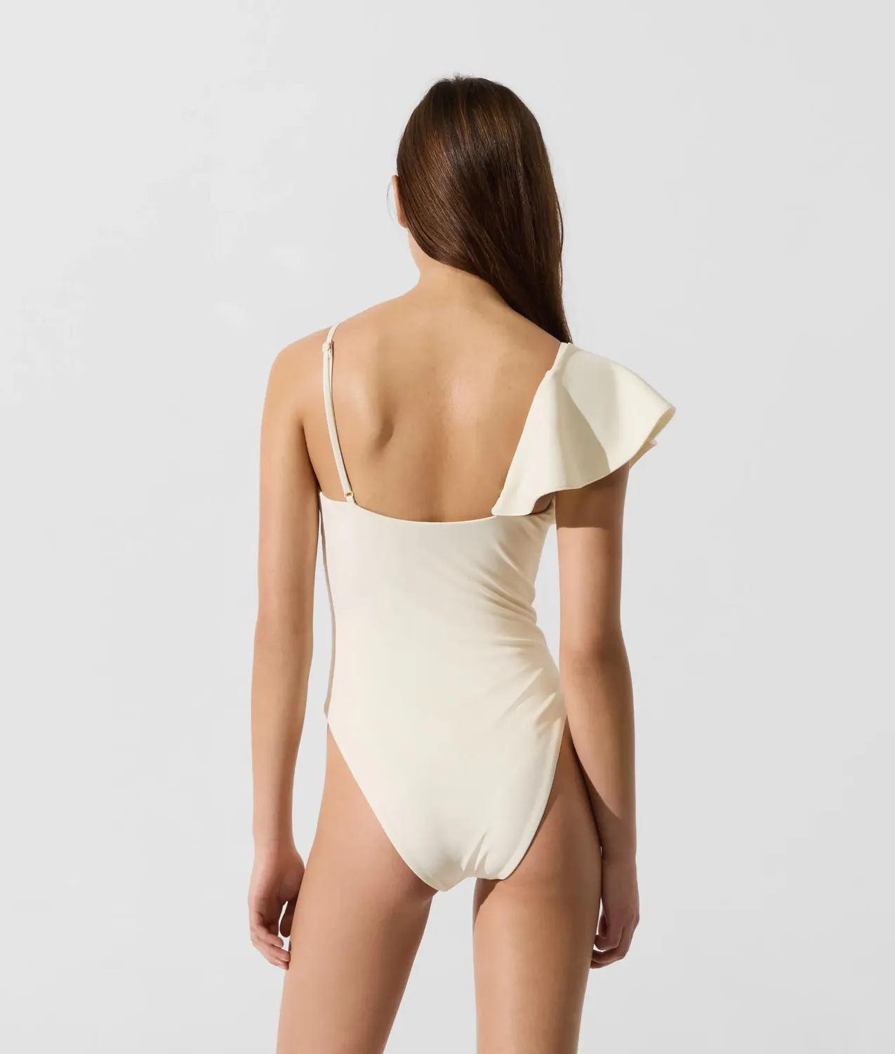 Karl Lagerfeld Signature Badeanzug Damen Rüschen V-Ausschnitt