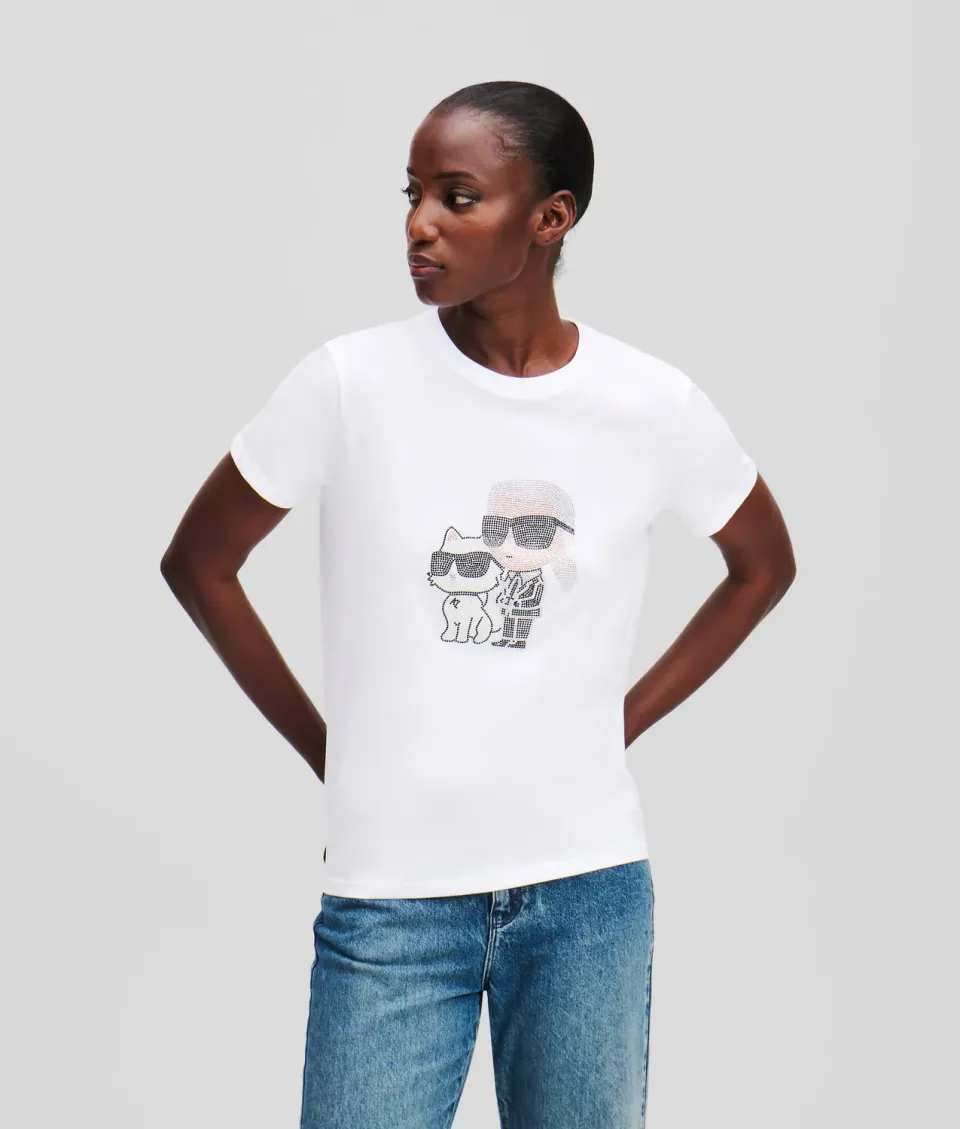 Karl Lagerfeld Ikon Karl Choupette T-Shirt Strass