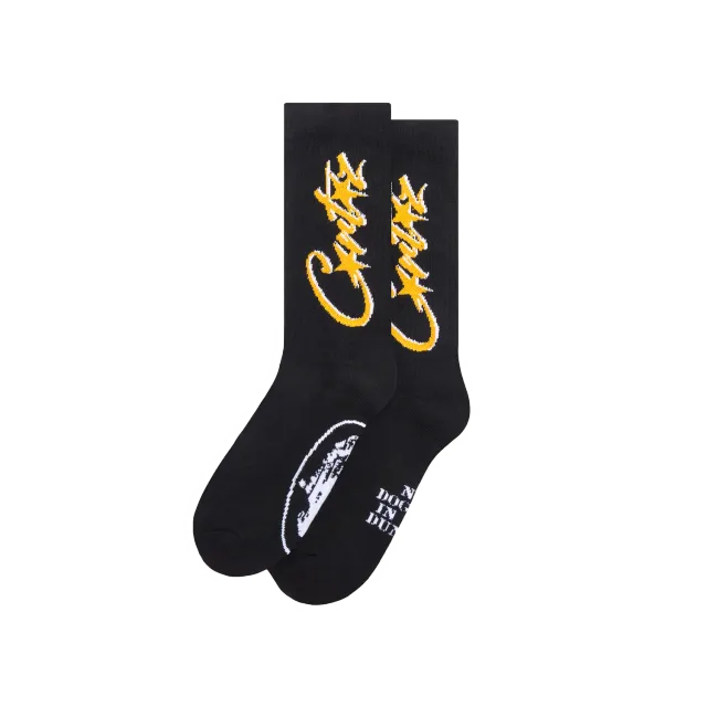 Corteiz Allstarz Socken Schwarz-Gelb 1 Paar Gr. 6-12