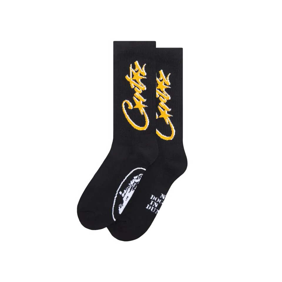 Corteiz Allstarz Socken Schwarz-Gelb 1 Paar Gr. 6-12