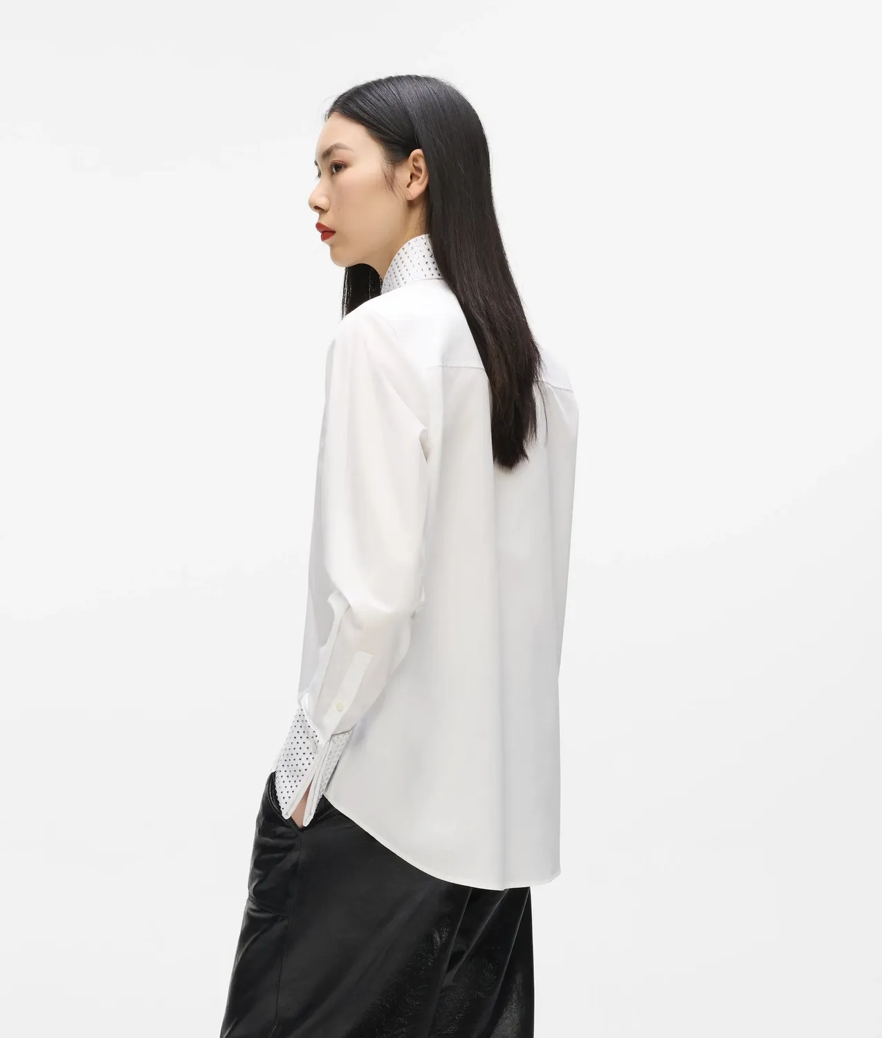 Karl Lagerfeld Rhinestone Bluse Bio-Baumwolle bügelfrei