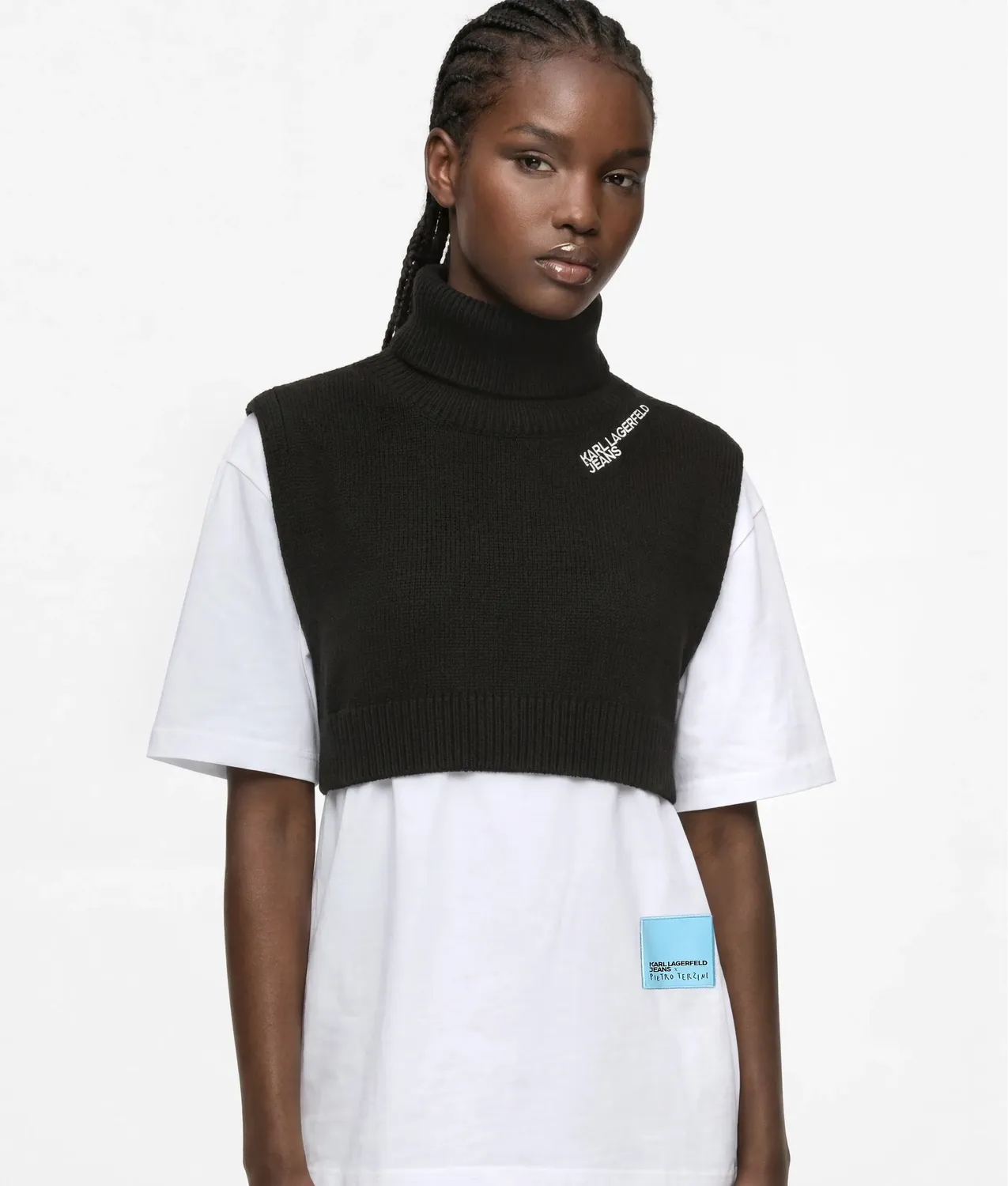 Karl Lagerfeld KL Jeans Logo Bib Scarf Kragenschal One Size Rippstrick