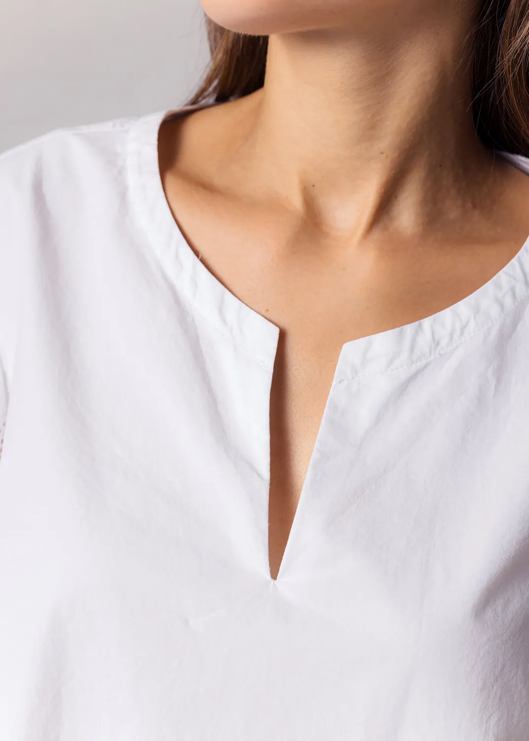 Senatex Bluse mit Spitzen-Ärmeln Bluse White Baumwolle