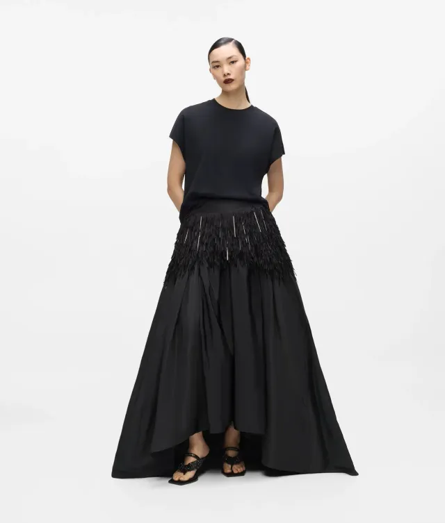 Karl Lagerfeld KL Studio Maxirock Taft mit Fransen