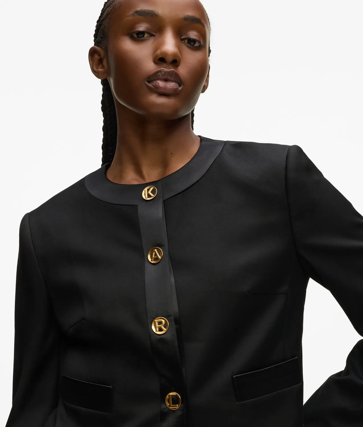 Karl Lagerfeld Karl DNA Letters Blazer mit Satinbesatz