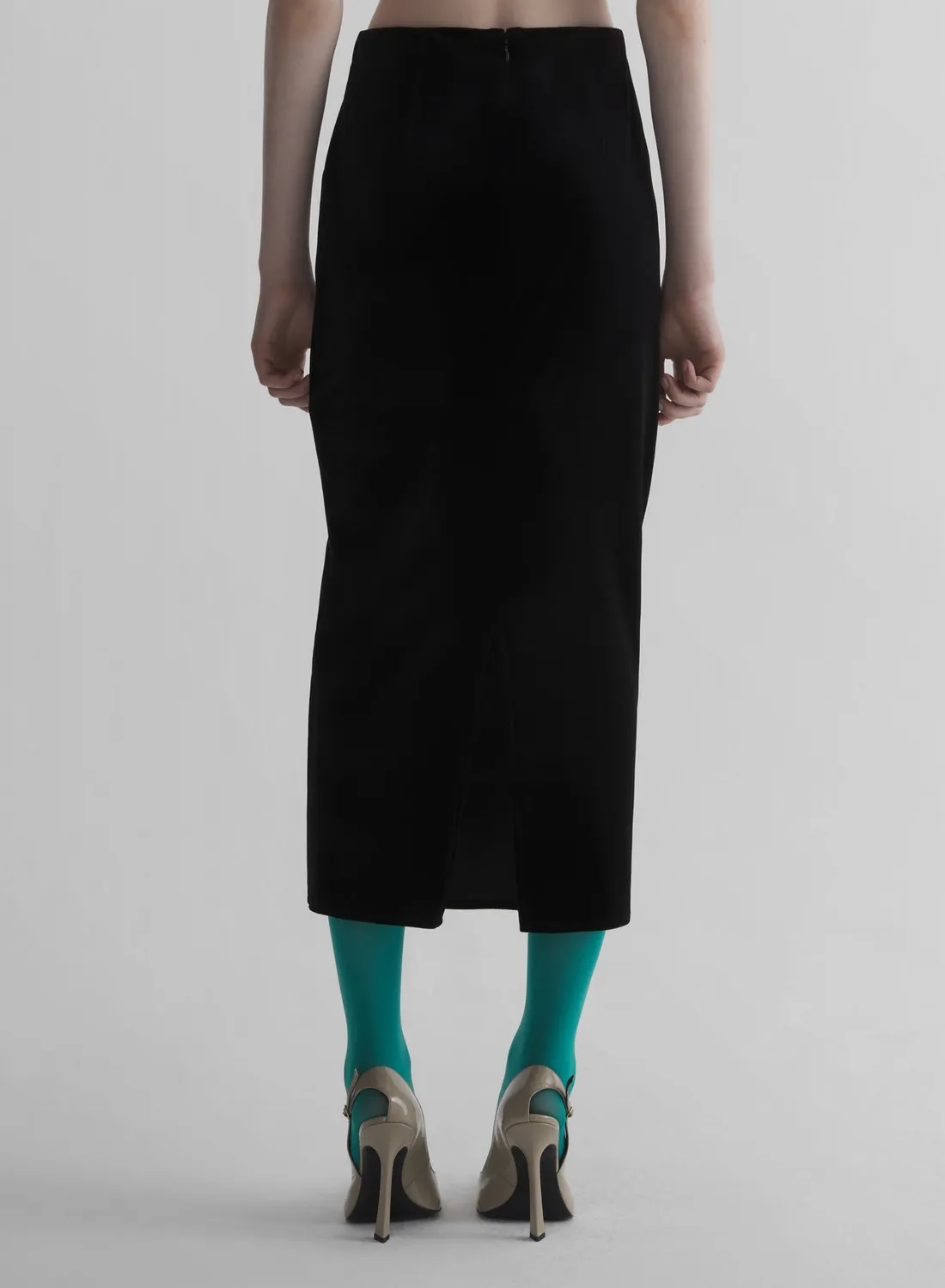 Mugler Pencil Skirt Samtrock Schwarz Midi