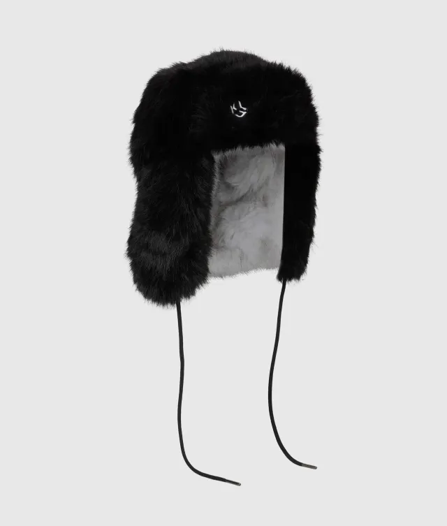 Karl Lagerfeld Monogram Trappermütze Kunstfell