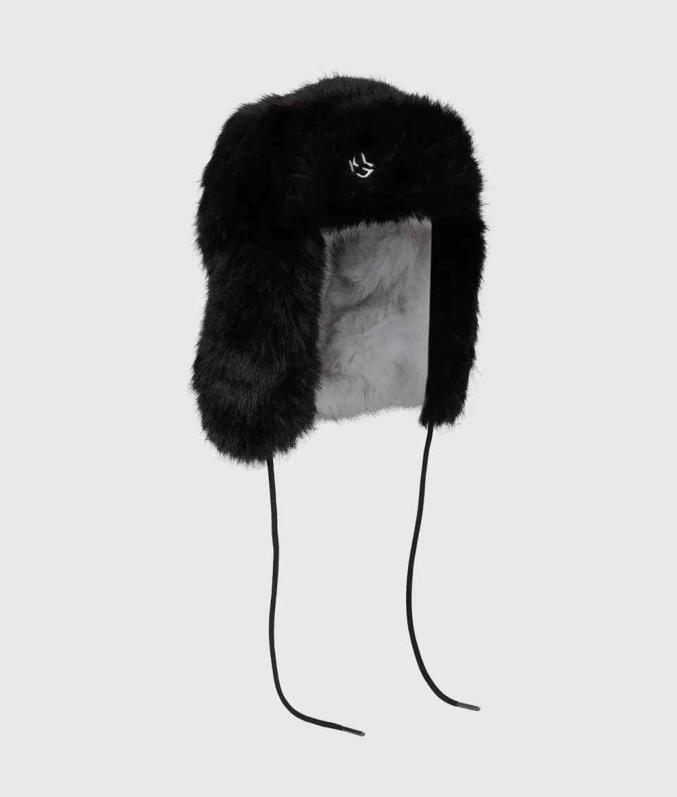 Karl Lagerfeld Monogram Trappermütze Kunstfell