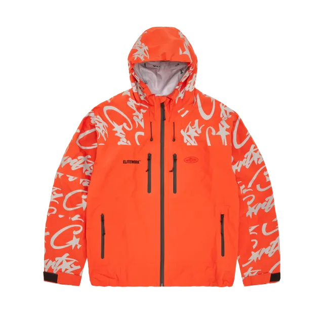 Corteiz Elitework Waterproof Shell Jacke orange wasserdicht