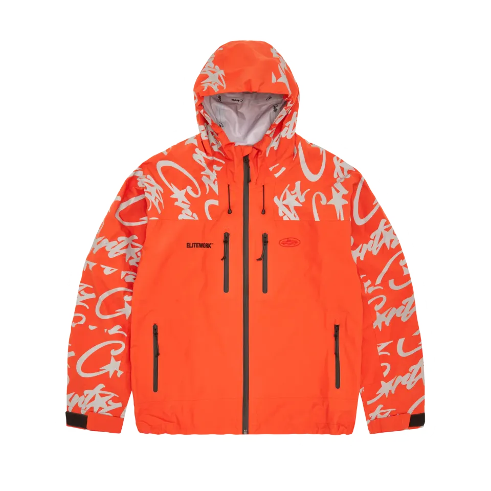 Corteiz Elitework Waterproof Shell Jacke orange wasserdicht