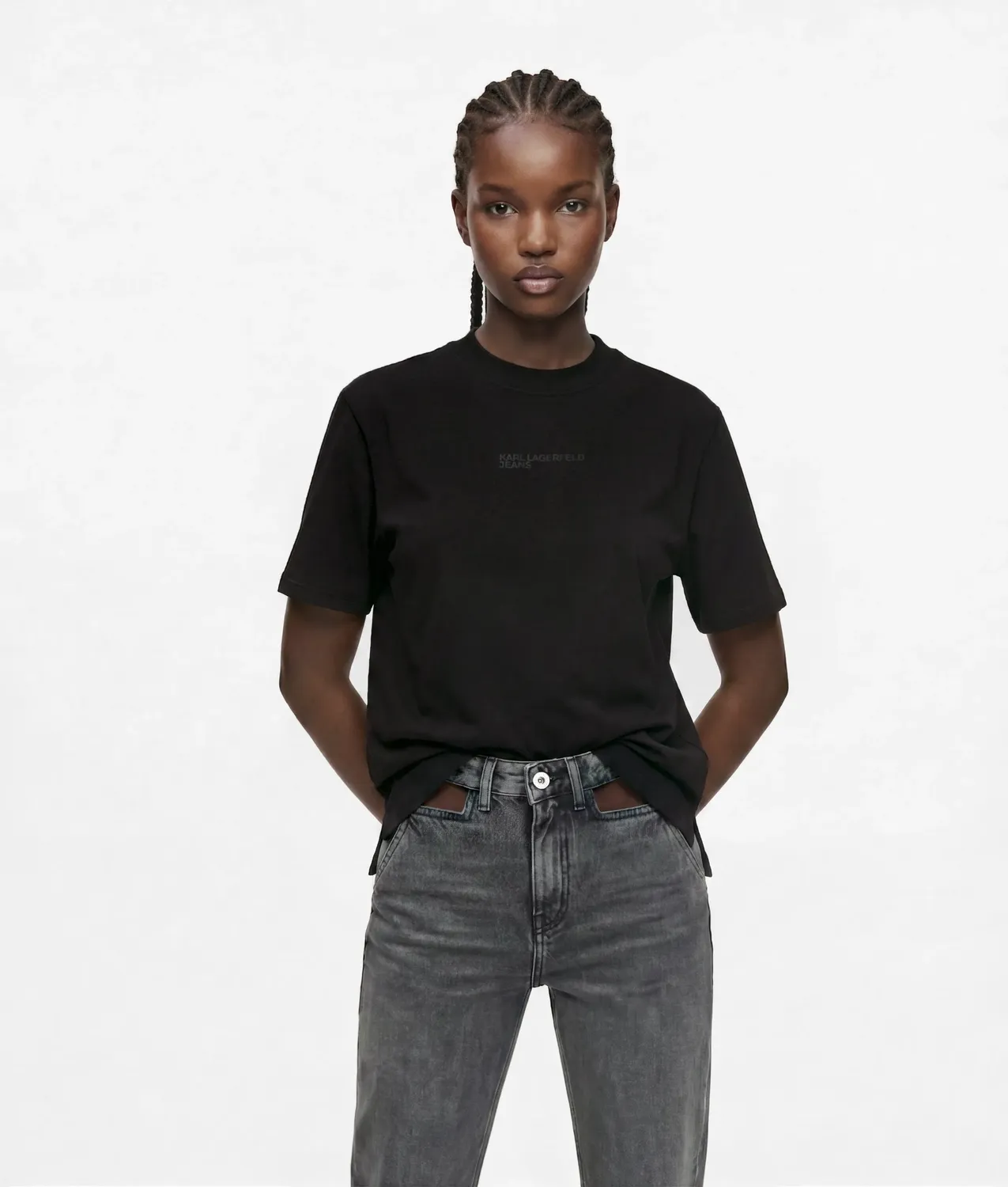 Karl Lagerfeld KL Jeans Open-back T-Shirt Mockneck Logo