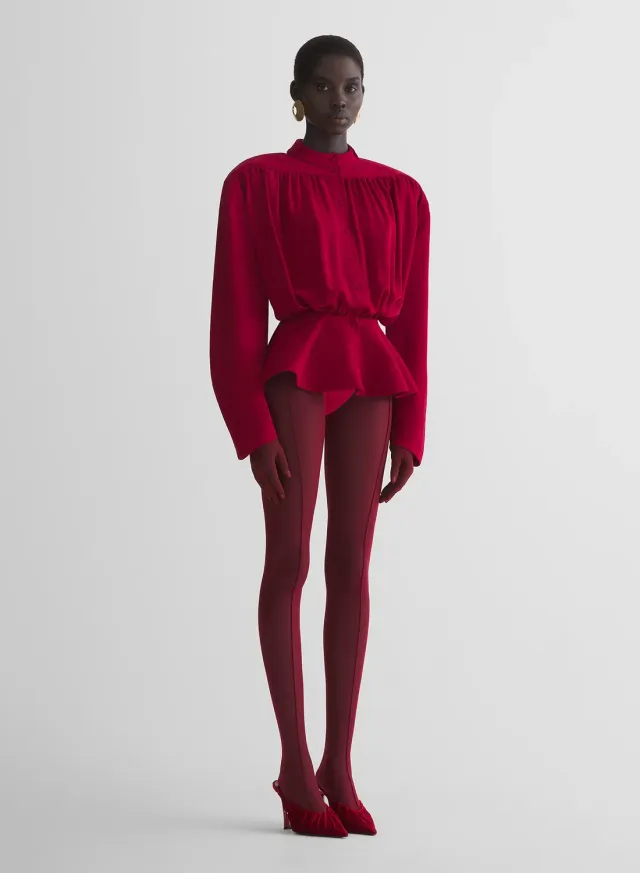 Mugler Hiver Russe Blouse Bluse Rot drapiert