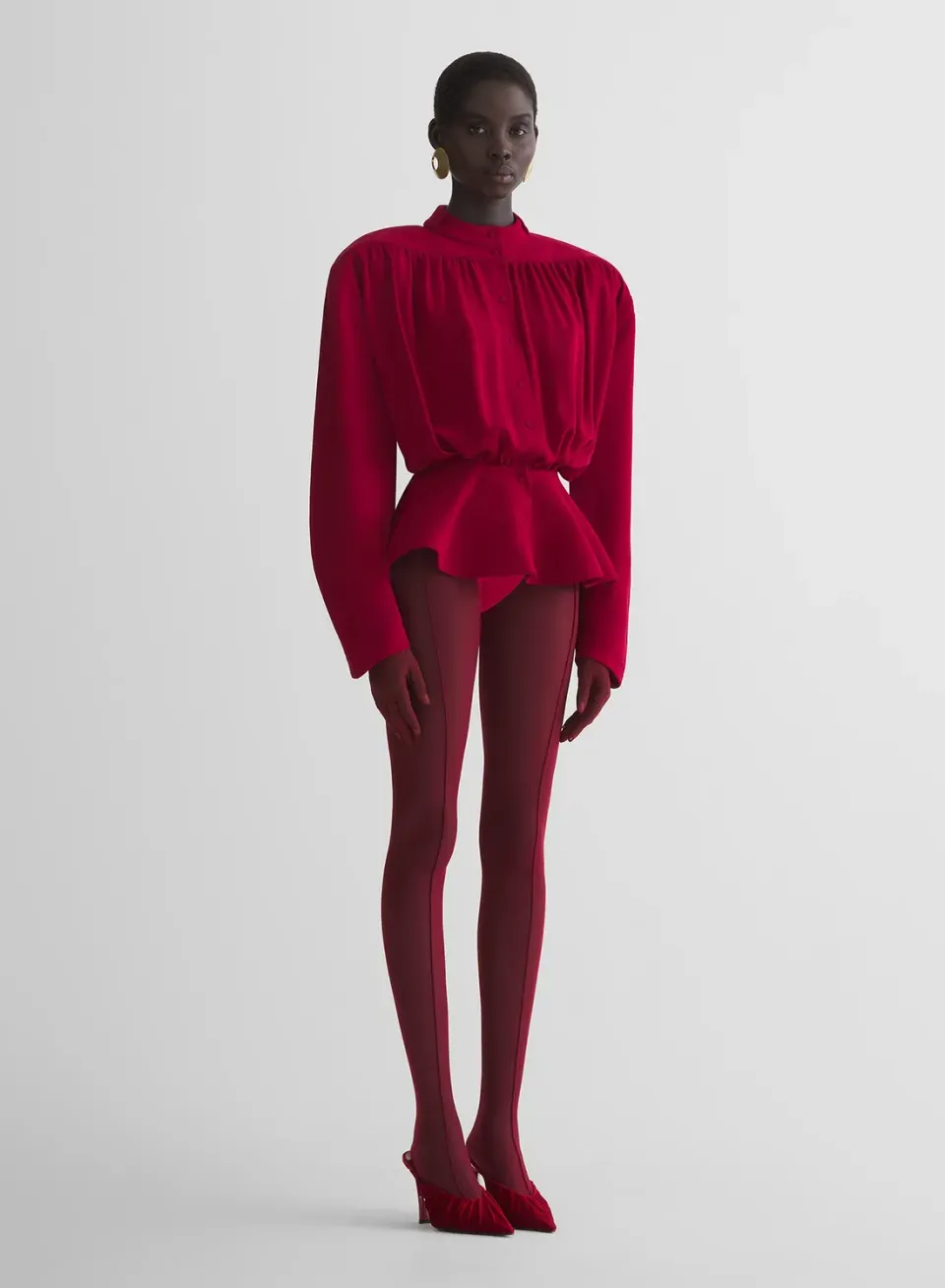 Mugler Hiver Russe Blouse Bluse Rot drapiert