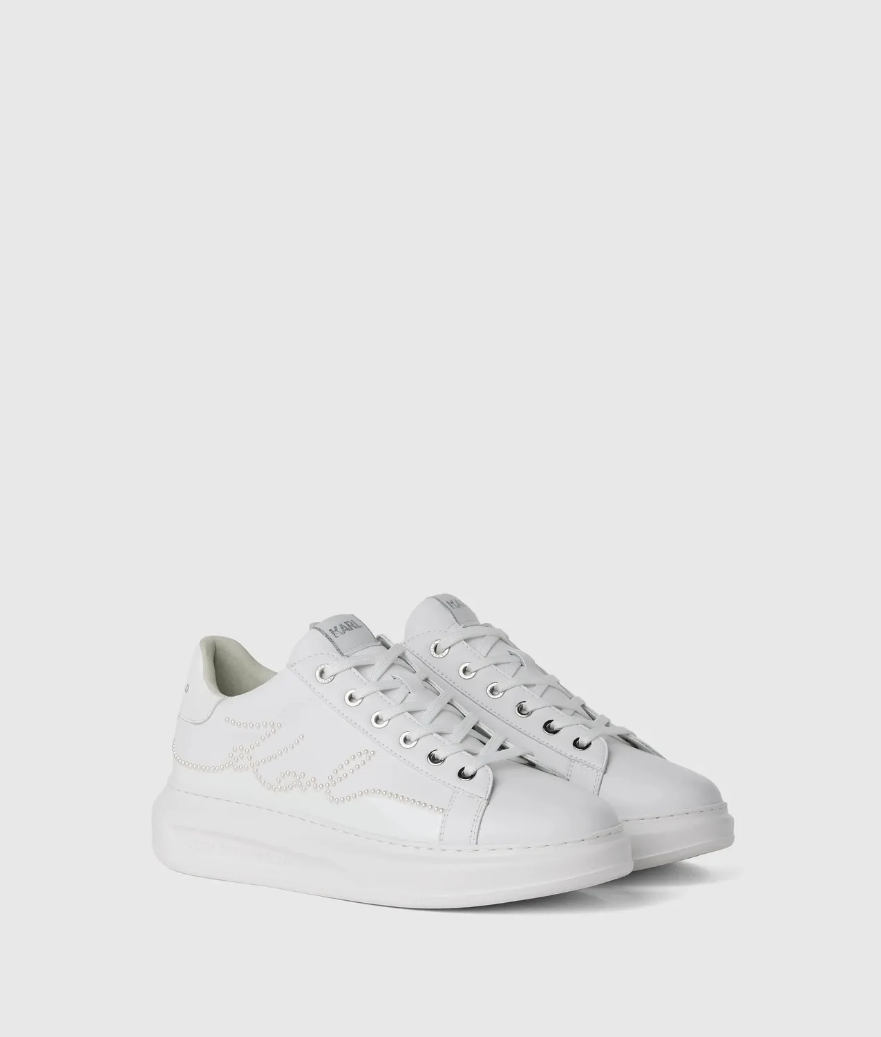 Karl Lagerfeld Kapri Sneaker Leder Weiß Perlen