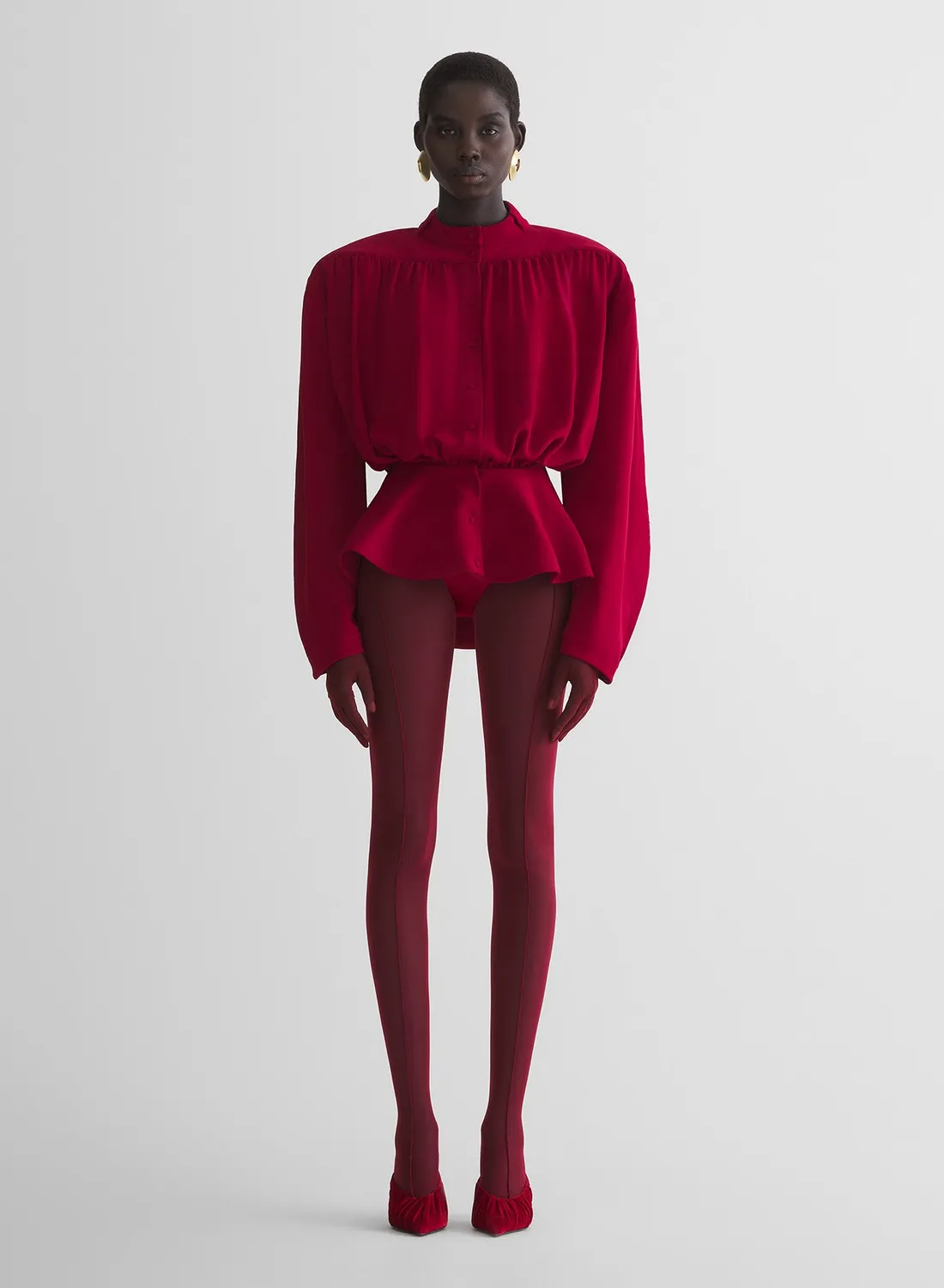 Mugler Hiver Russe Blouse Bluse Rot drapiert