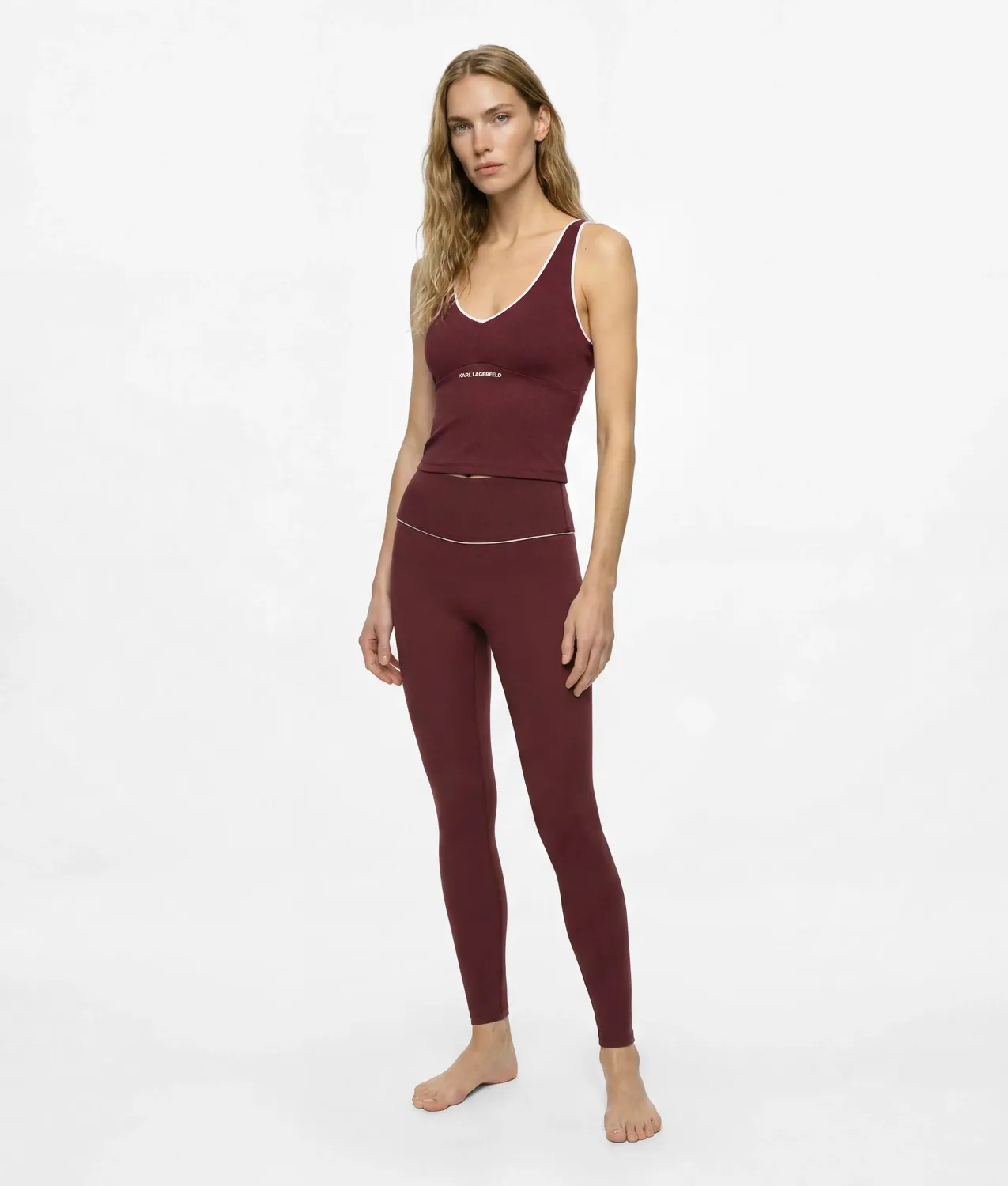 Karl Lagerfeld Contrast Piping Leggings Athleisure