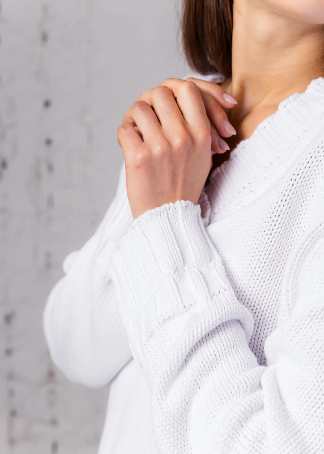 Senatex Pullover V-Ausschnitt Bio-Baumwolle White Pullover