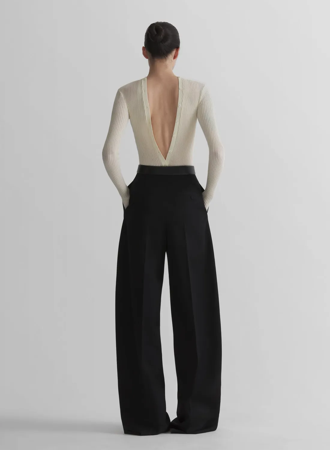 Mugler Knit Buttoned Bodyshort Body weiß gerippt