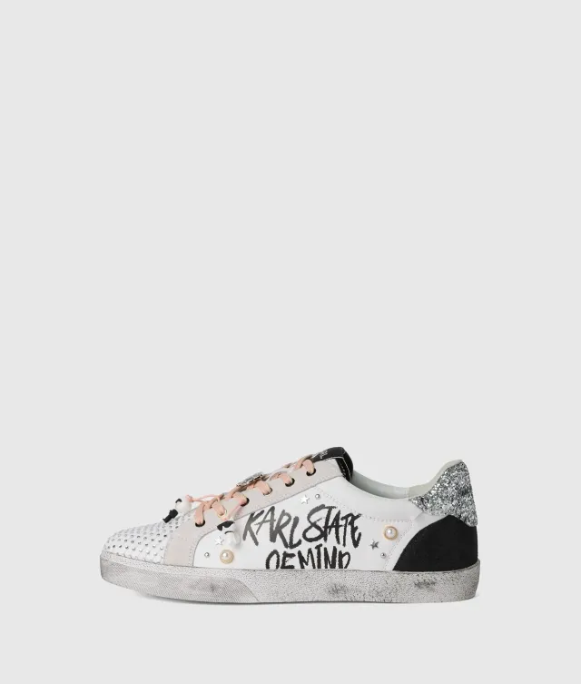 Karl Lagerfeld Skool Sneaker Nieten Glitzer Größe 38
