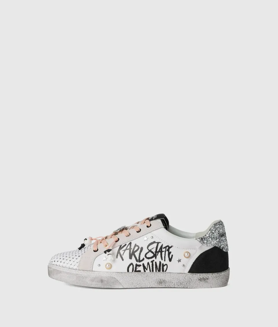 Karl Lagerfeld Skool Sneaker Nieten Glitzer Größe 38