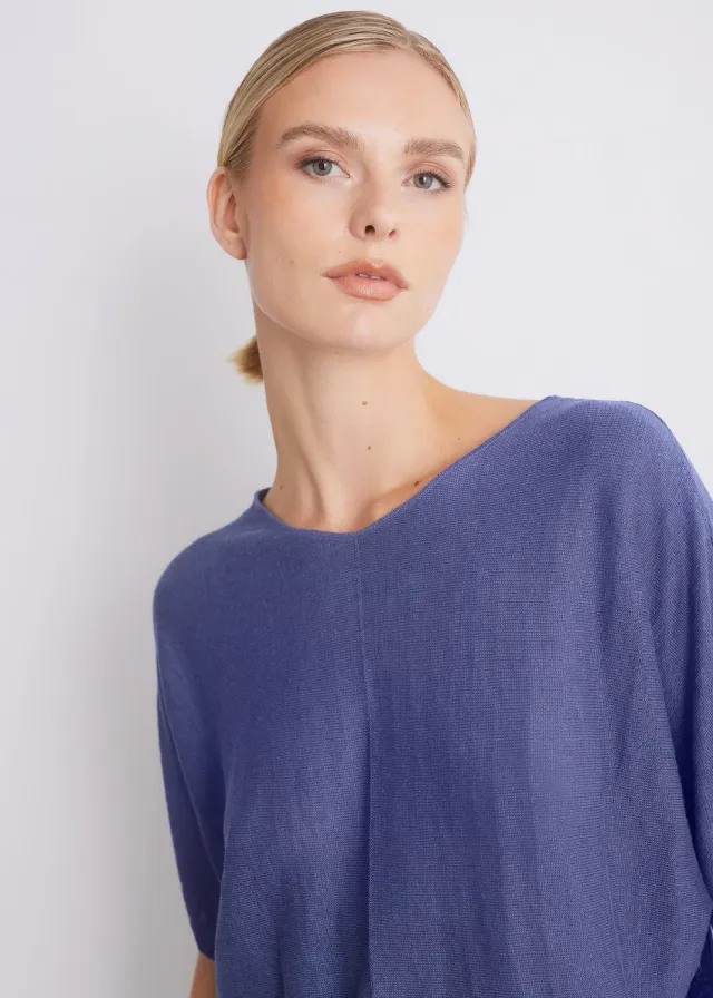 Senatex Feinstrickshirt Kurzarm Navy locker Rundhals