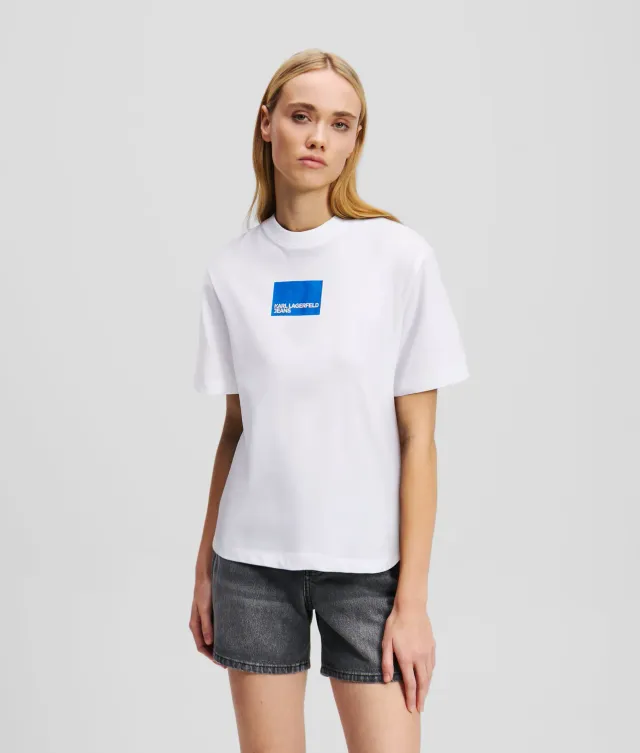 Karl Lagerfeld KLJ Box Logo T-Shirt Baumwolle schwarz