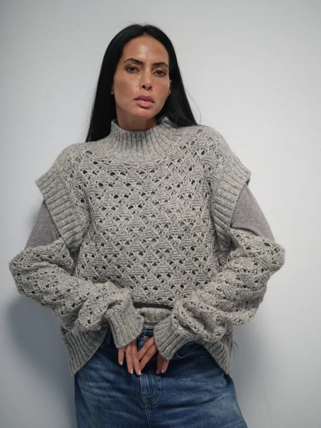 Mos Mosh MMHTrivial Flo Knit Grey Melange meliert