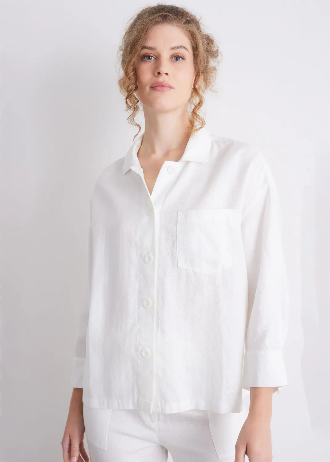 Senatex Bluse Lyocell-Leinen Off-White locker