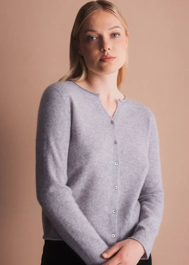 Senatex Strickjacke mit V-Ausschnitt Cardigan Navy Kaschmir