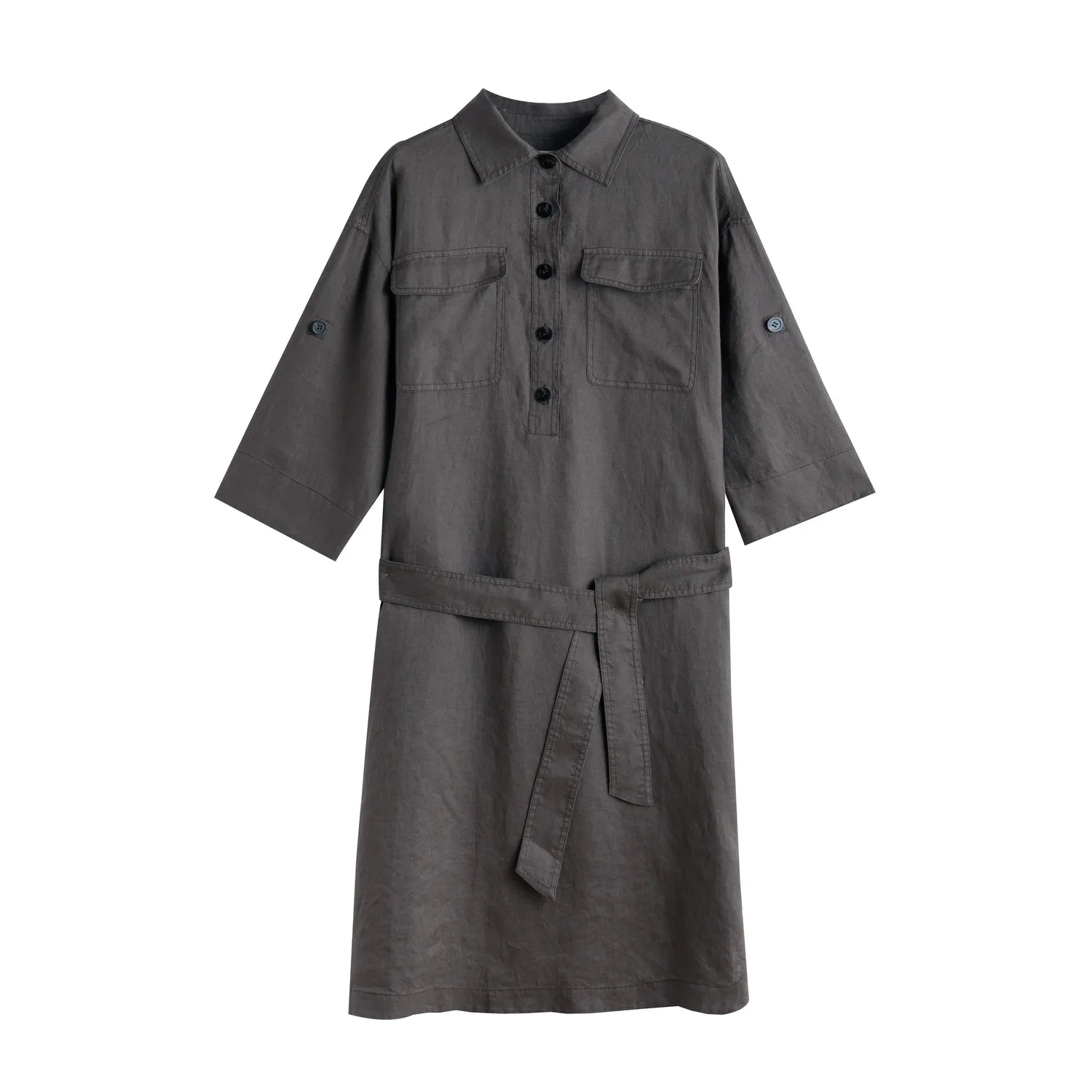 Senatex Kleid aus reinem Leinen Kleid Mocca Leinen
