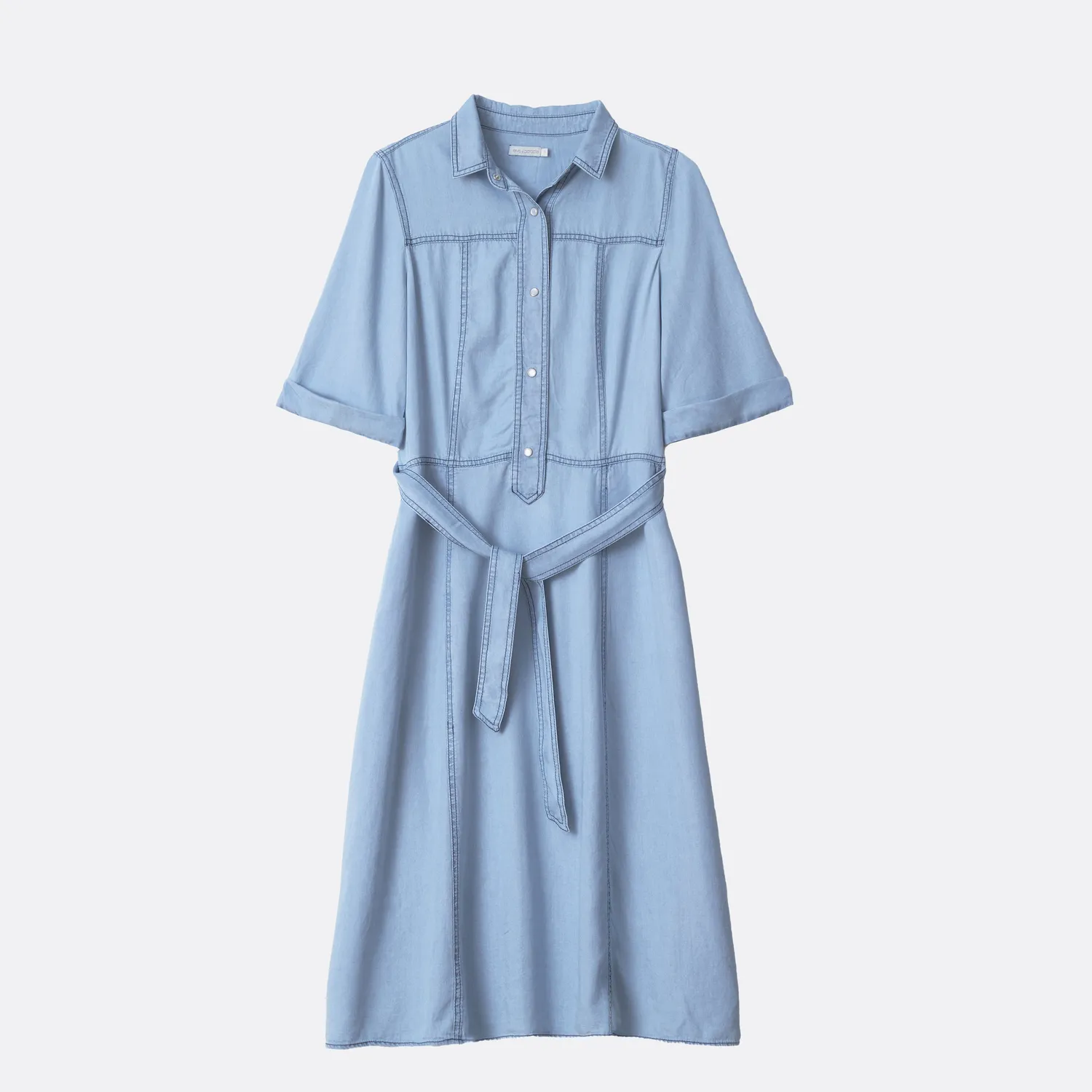 Senatex Hemdblusenkleid Lyocell Ice Midi Bindegürtel