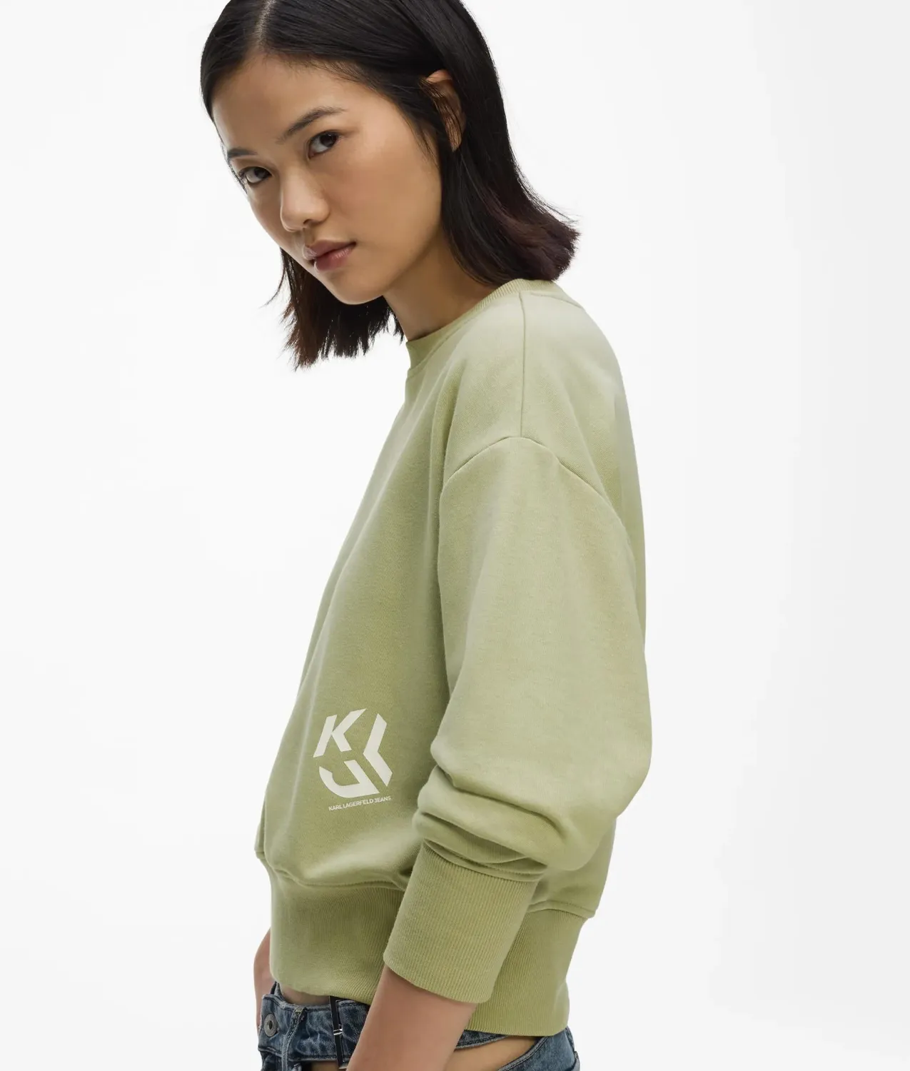 Karl Lagerfeld Jeans Monogram Sweatshirt Crew-Neck schwarz