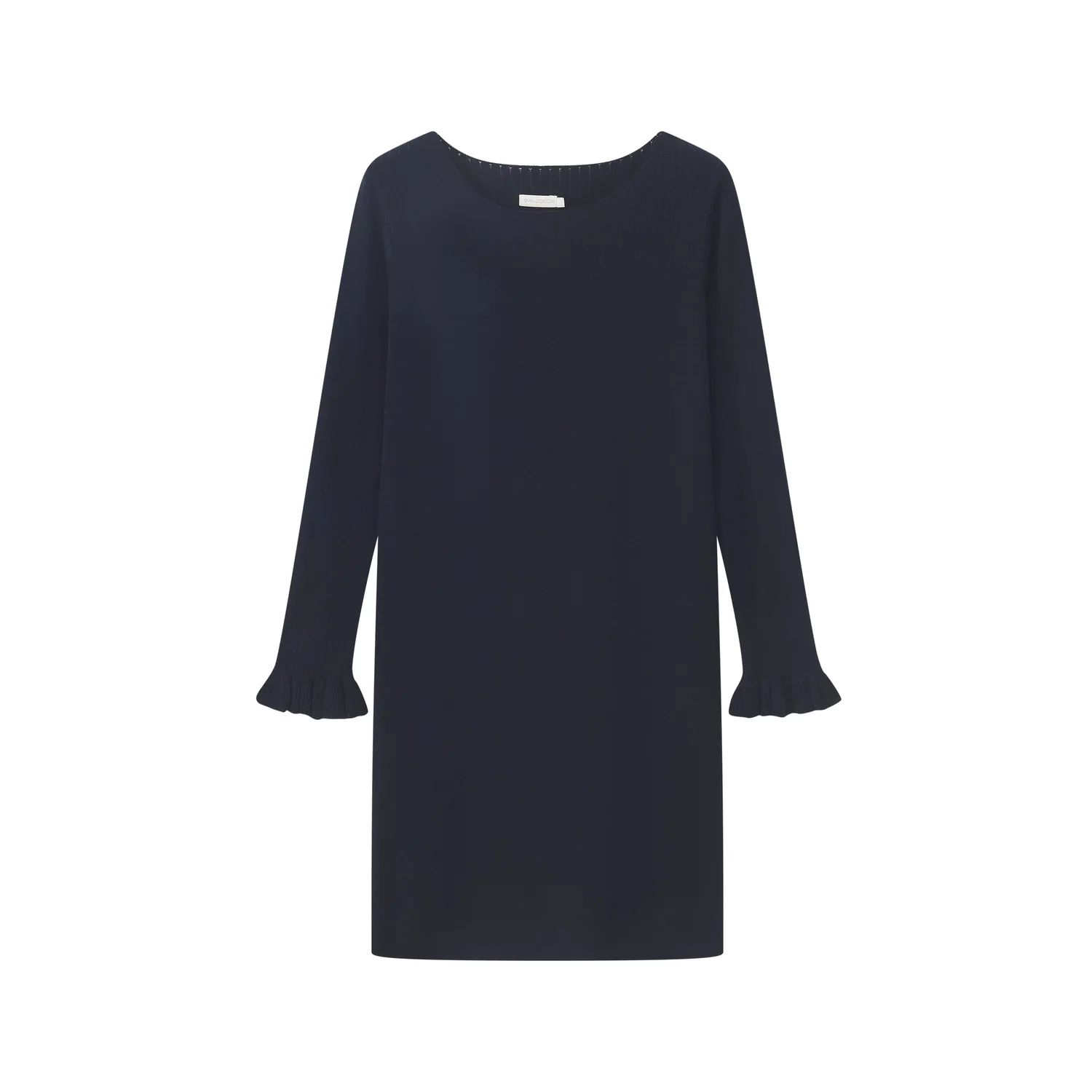 Senatex Strickkleid Rüschenärmel Navy Kaschmir
