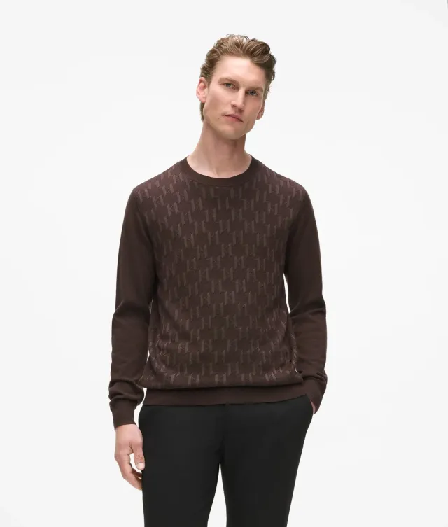 Karl Lagerfeld Monogramm Strickpullover Glitzer-Garn
