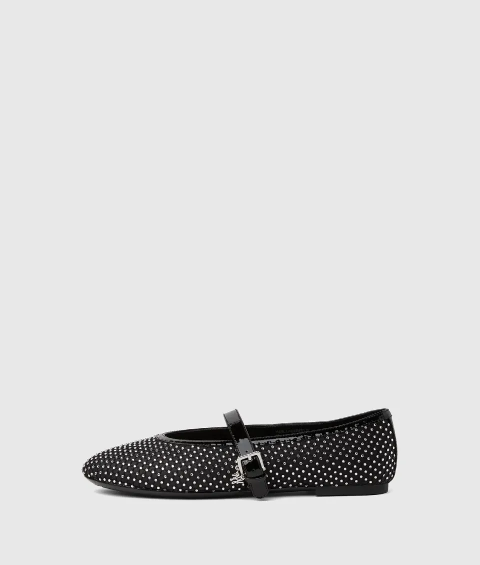 Karl Lagerfeld Karo Mary Janes Mesh Strass Riemen
