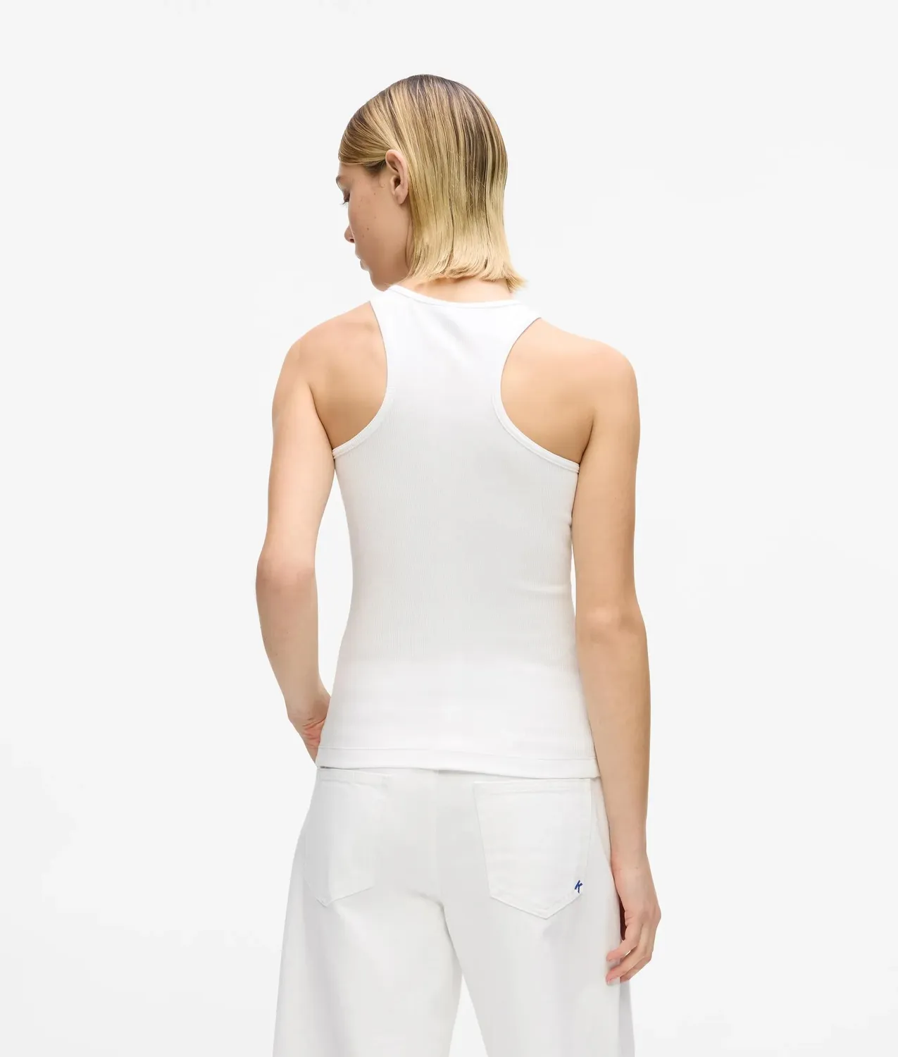 Karl Lagerfeld Jeans Ribbed Logo Tank Top Racer