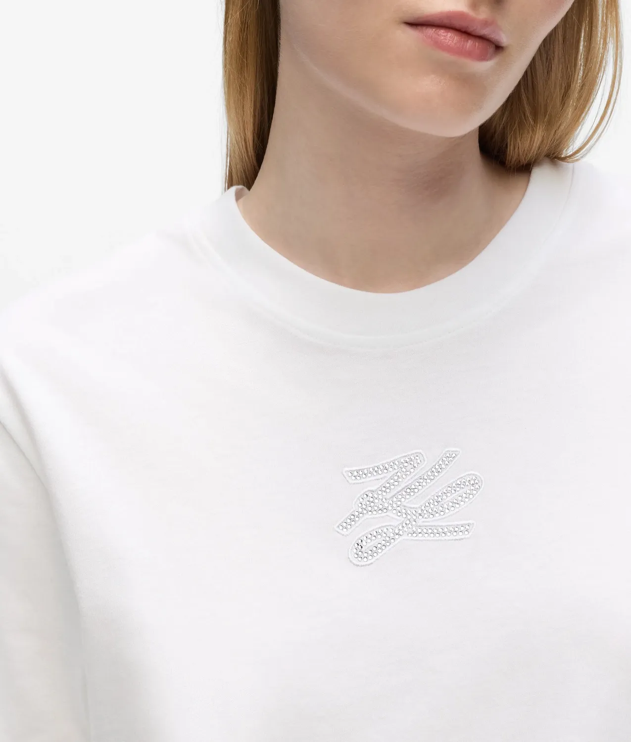 Karl Lagerfeld Autograph T-Shirt Strass Bio-Baumwolle