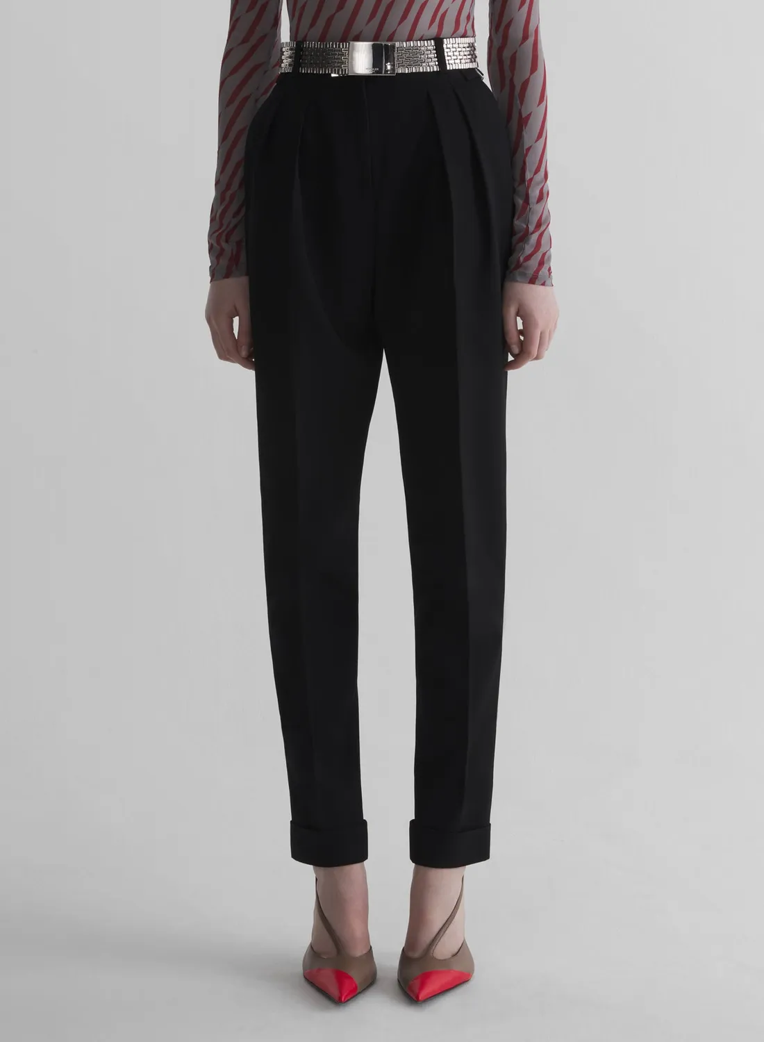 Mugler Black Carrot Pants Wolle schwarz