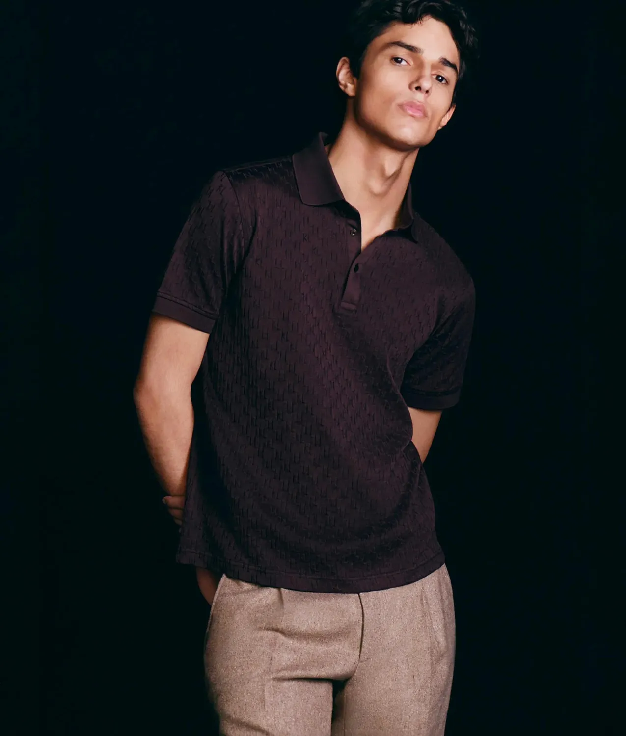 Karl Lagerfeld Monogram Poloshirt Jacquard Herren